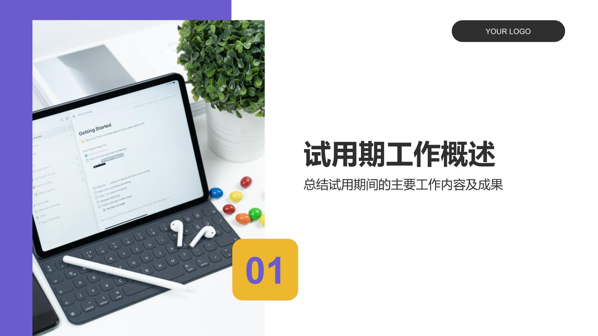 蓝色简约风试用期转正工作汇报PPT模板