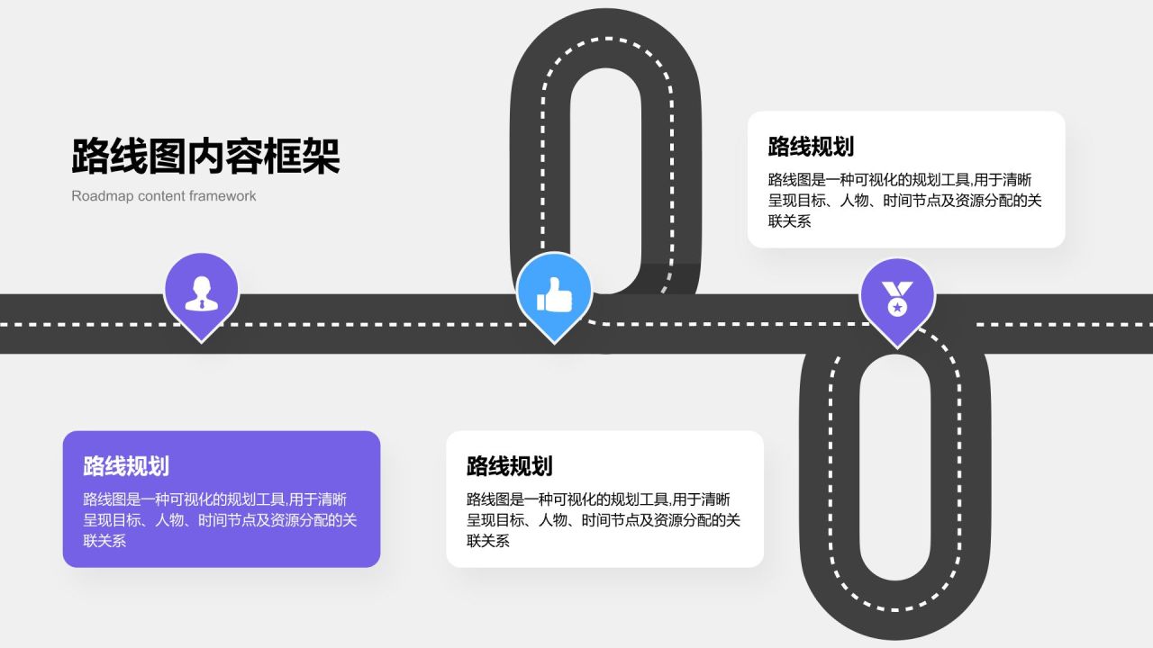 紫色简约风路线图 RoadMapPPT模板