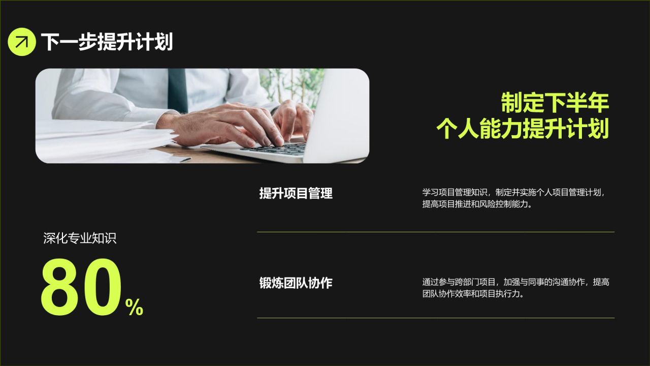 绿色商务风岗位履职半年总结PPT模板