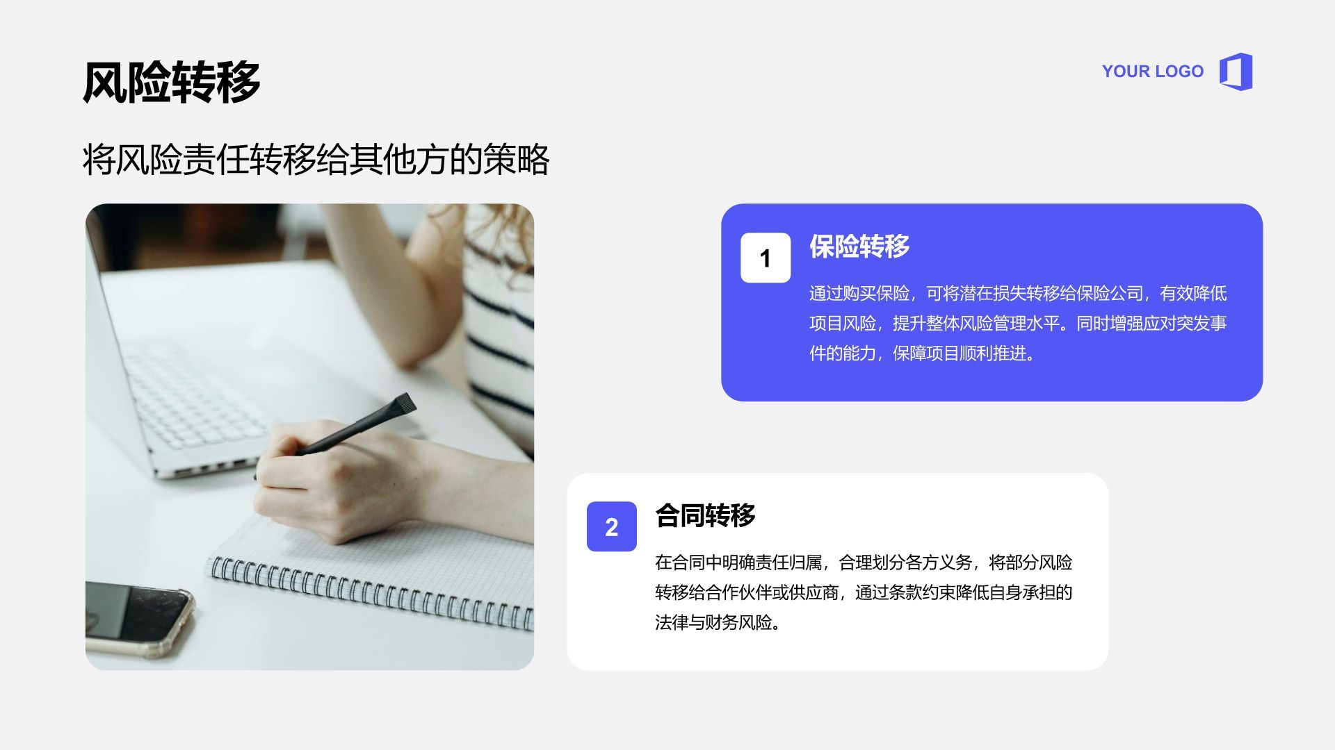 蓝色商务风项目风险管理方案PPT模板
