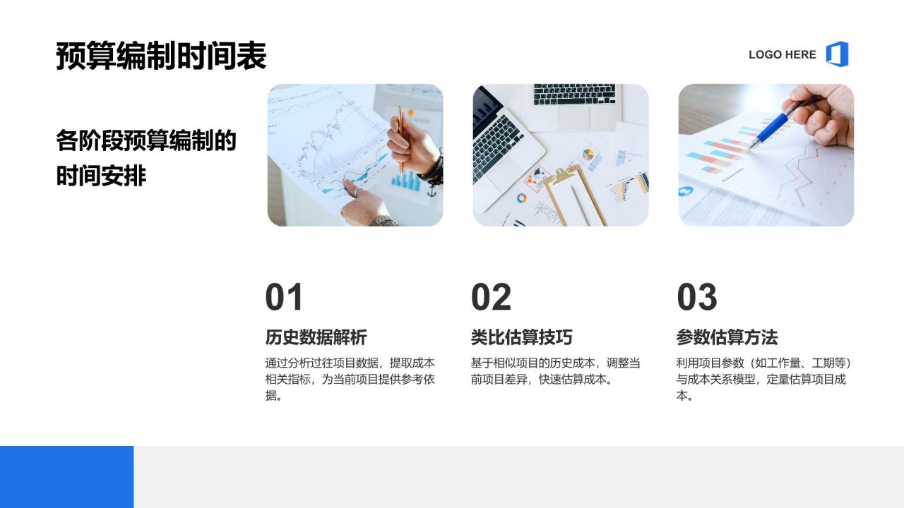 蓝色商务风项目预算与成本控制PPT模板