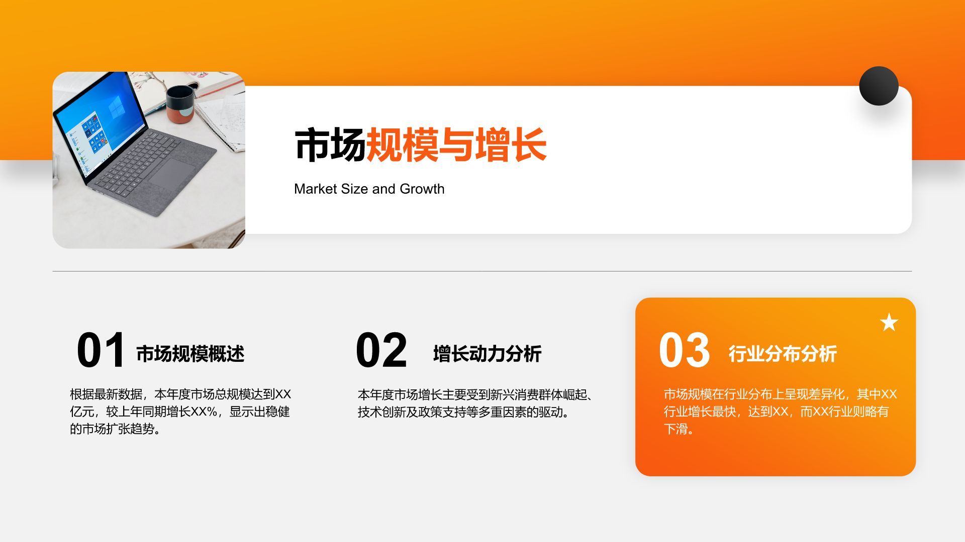 橙色商务风年度数据分析与复盘总结PPT模板