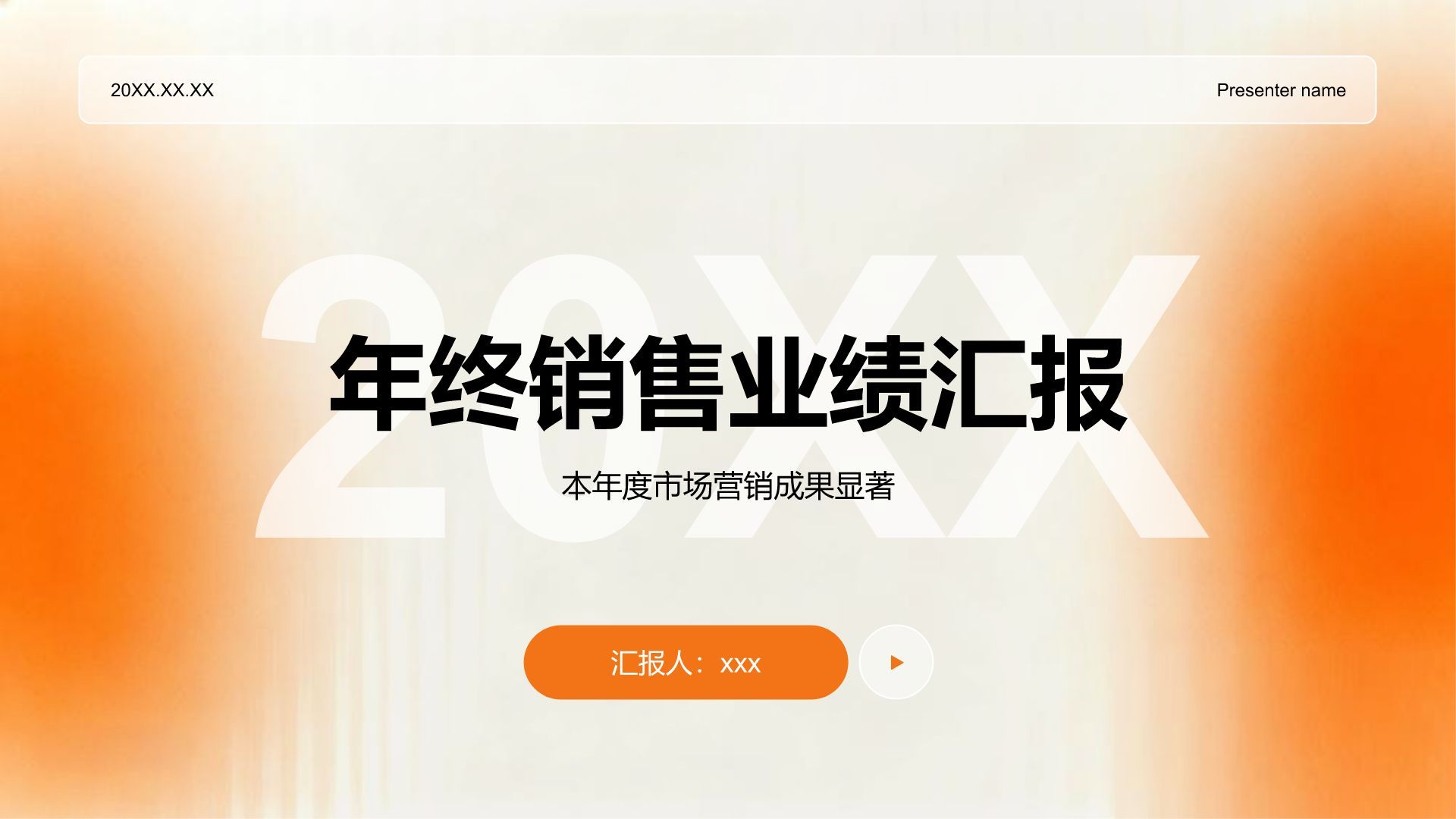 橙色渐变风年终销售业绩汇报PPT模板
