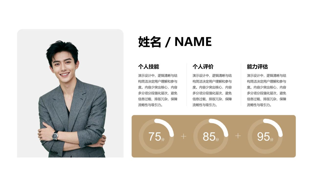 橙色简约风自我介绍图示合集PPT模板