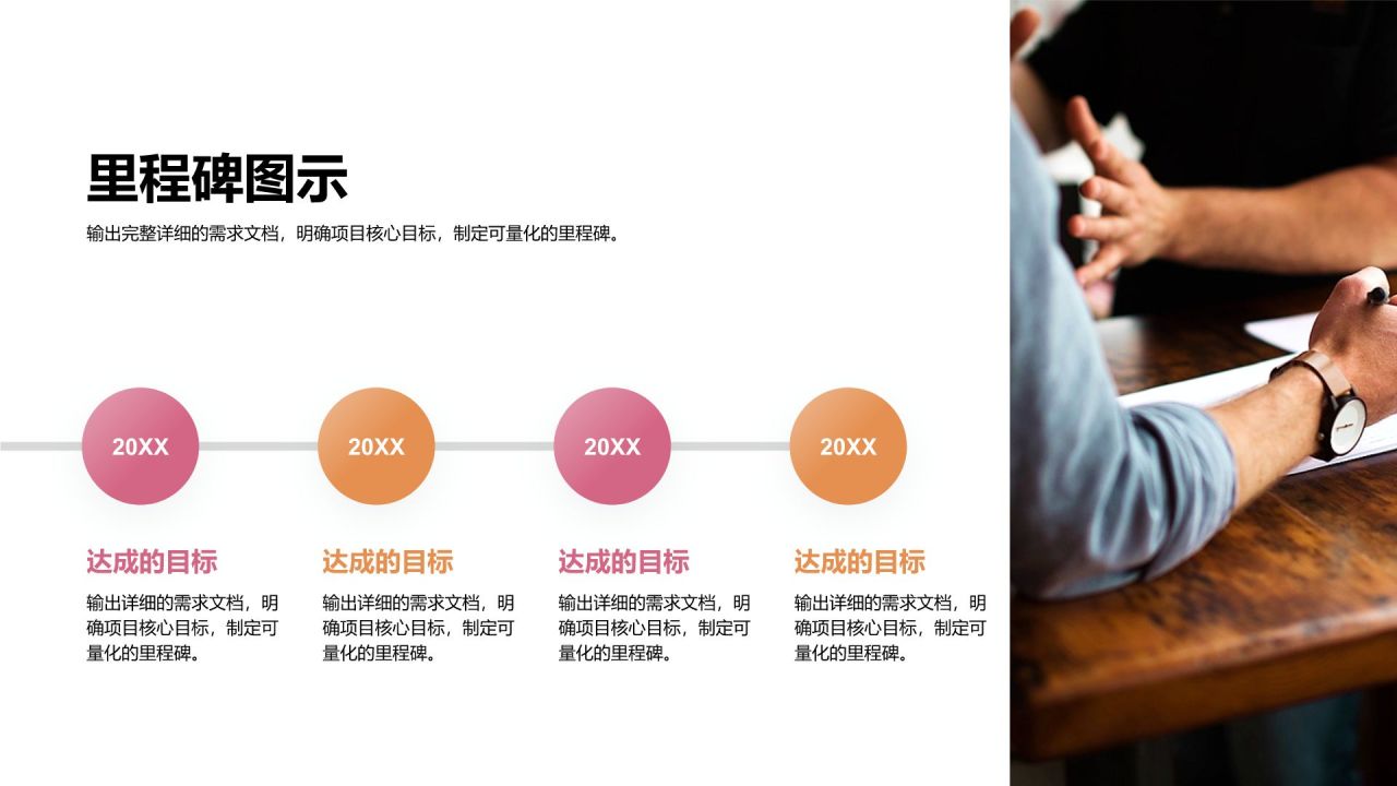 粉色商务风里程碑 MilestonesPPT模板