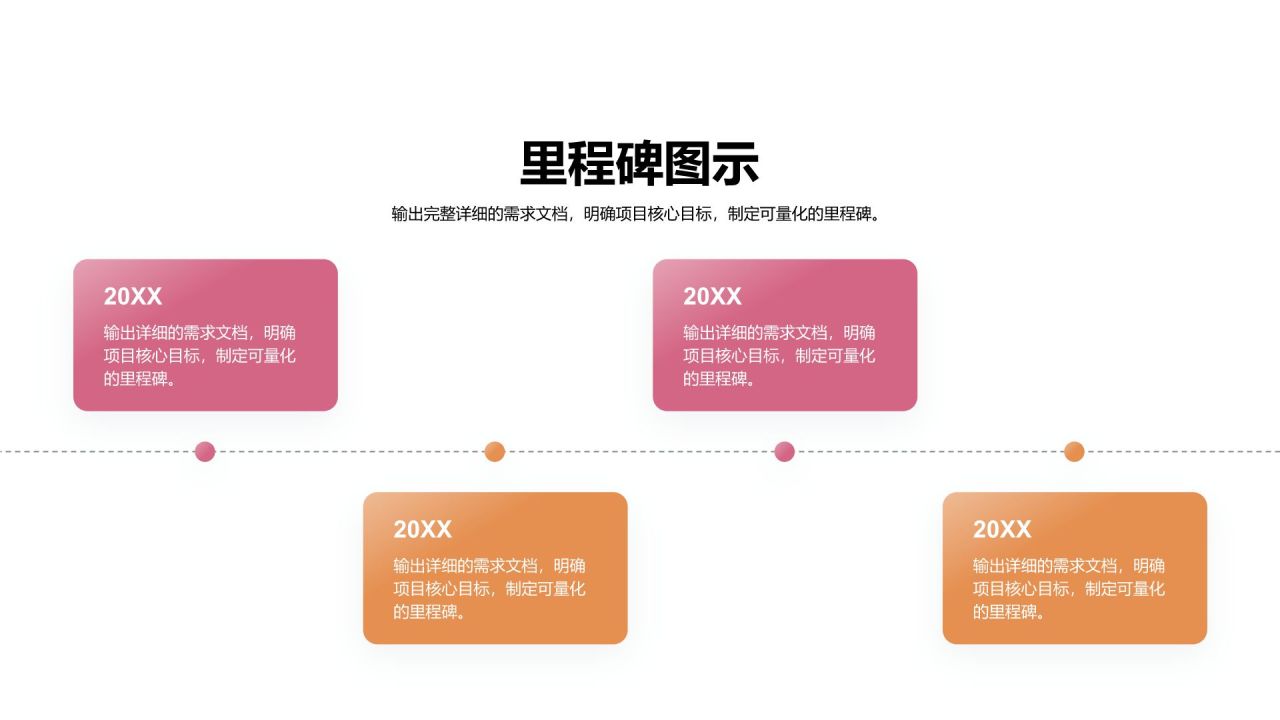 粉色商务风里程碑 MilestonesPPT模板