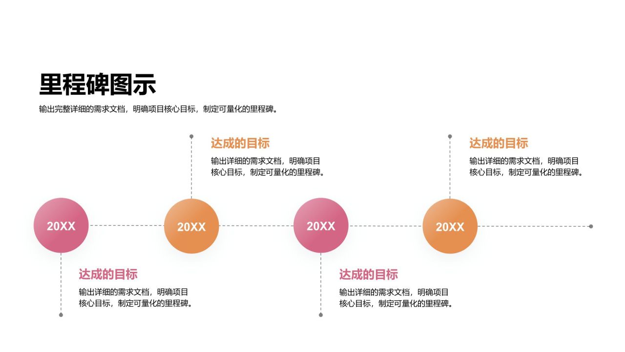 粉色商务风里程碑 MilestonesPPT模板