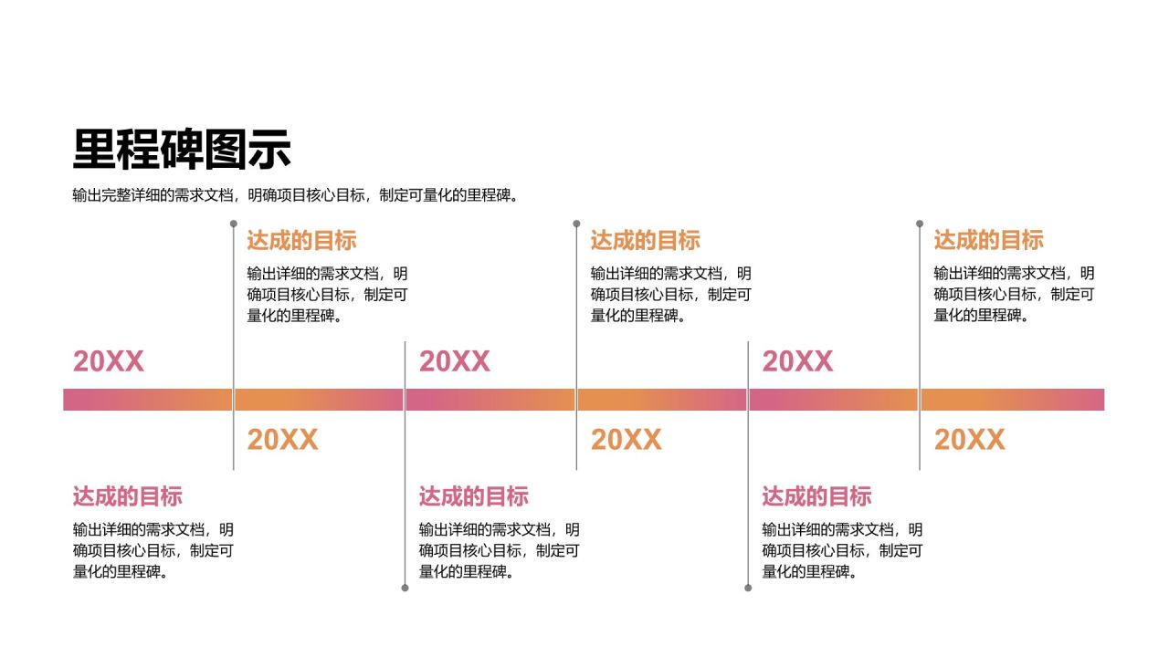 粉色商务风里程碑 MilestonesPPT模板