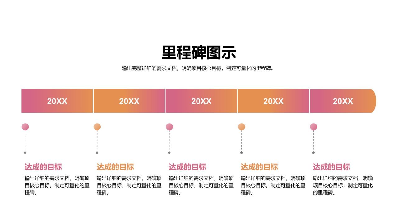 粉色商务风里程碑 MilestonesPPT模板