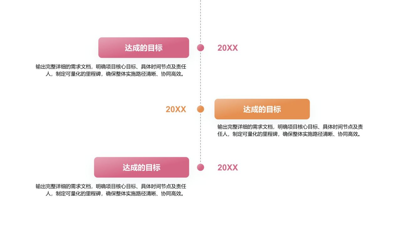 粉色商务风里程碑 MilestonesPPT模板
