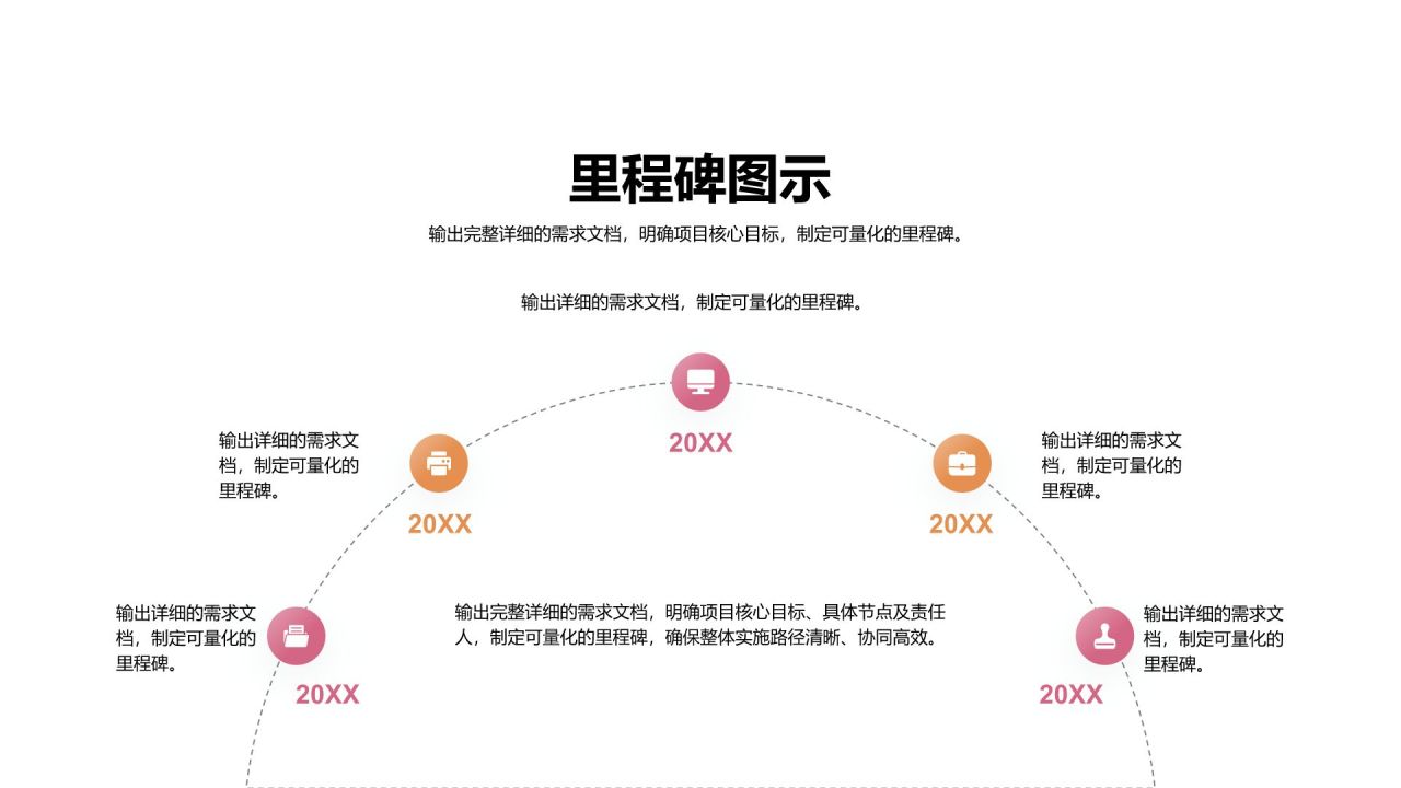 粉色商务风里程碑 MilestonesPPT模板