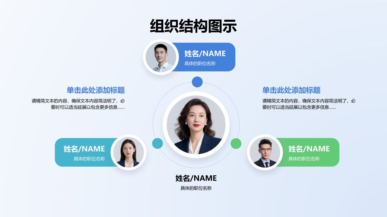 蓝色商务风组织结构图示PPT模板