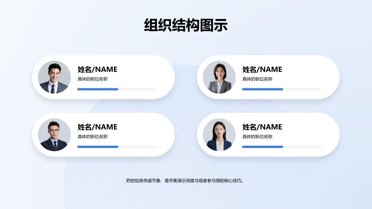 蓝色商务风组织结构图示PPT模板