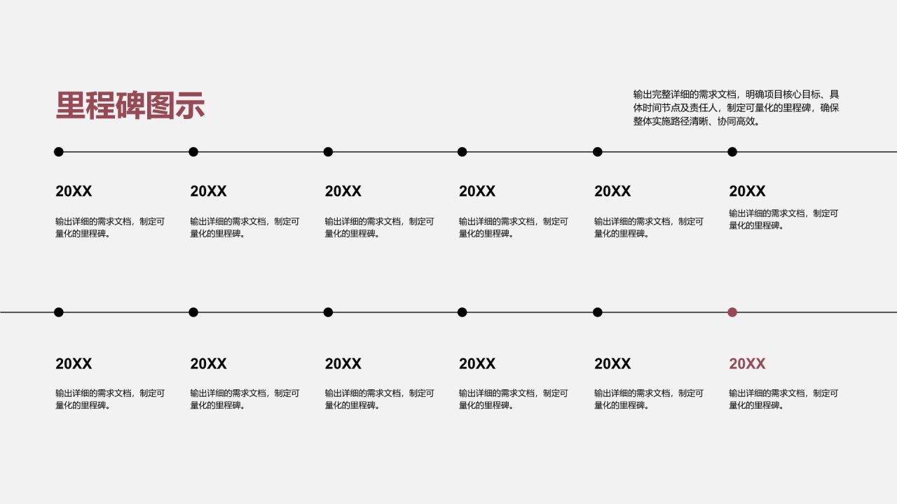 红色商务风里程碑 MilestonesPPT模板