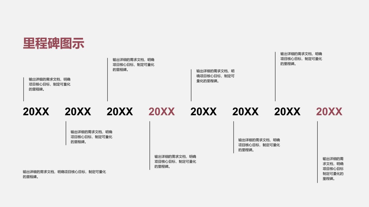 红色商务风里程碑 MilestonesPPT模板