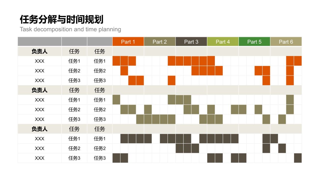 橙色扁平风甘特图 Gantt ChartPPT模板