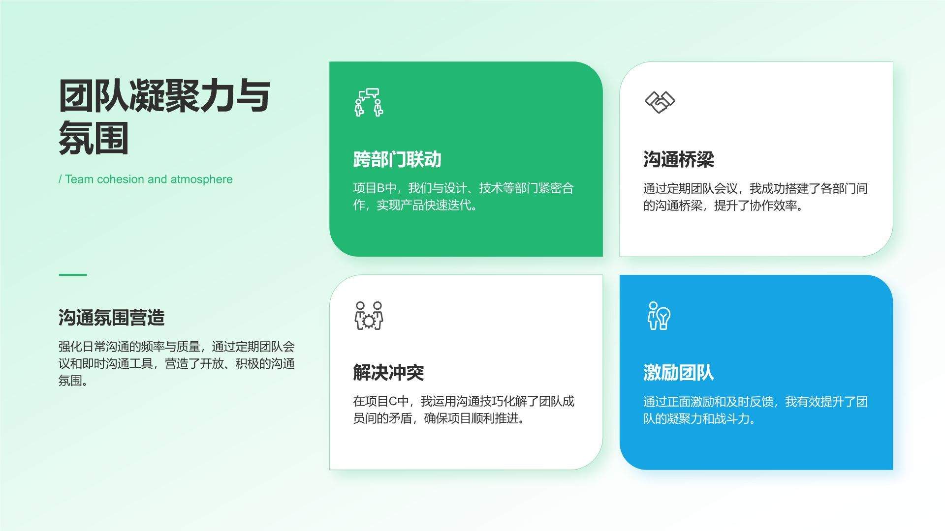 绿色扁平风团队年终复盘与提升计划PPT模板