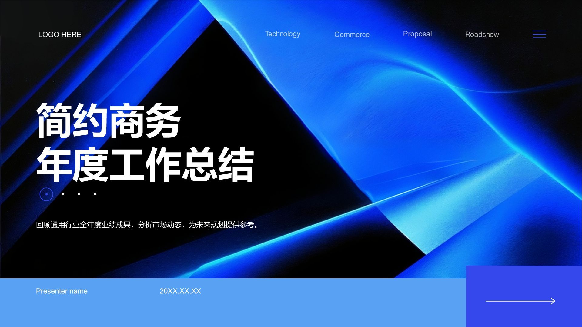 蓝色简约风2025年度工作总结PPT模板