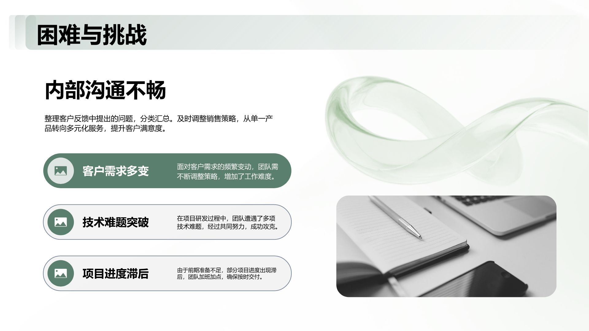 绿色商务风团队年终总结与复盘PPT模板