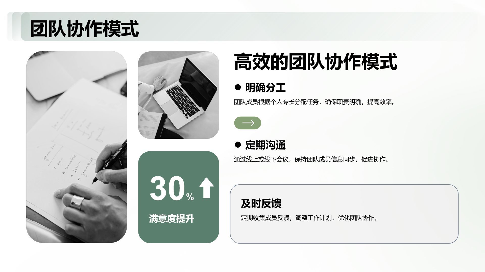 绿色商务风团队年终总结与复盘PPT模板