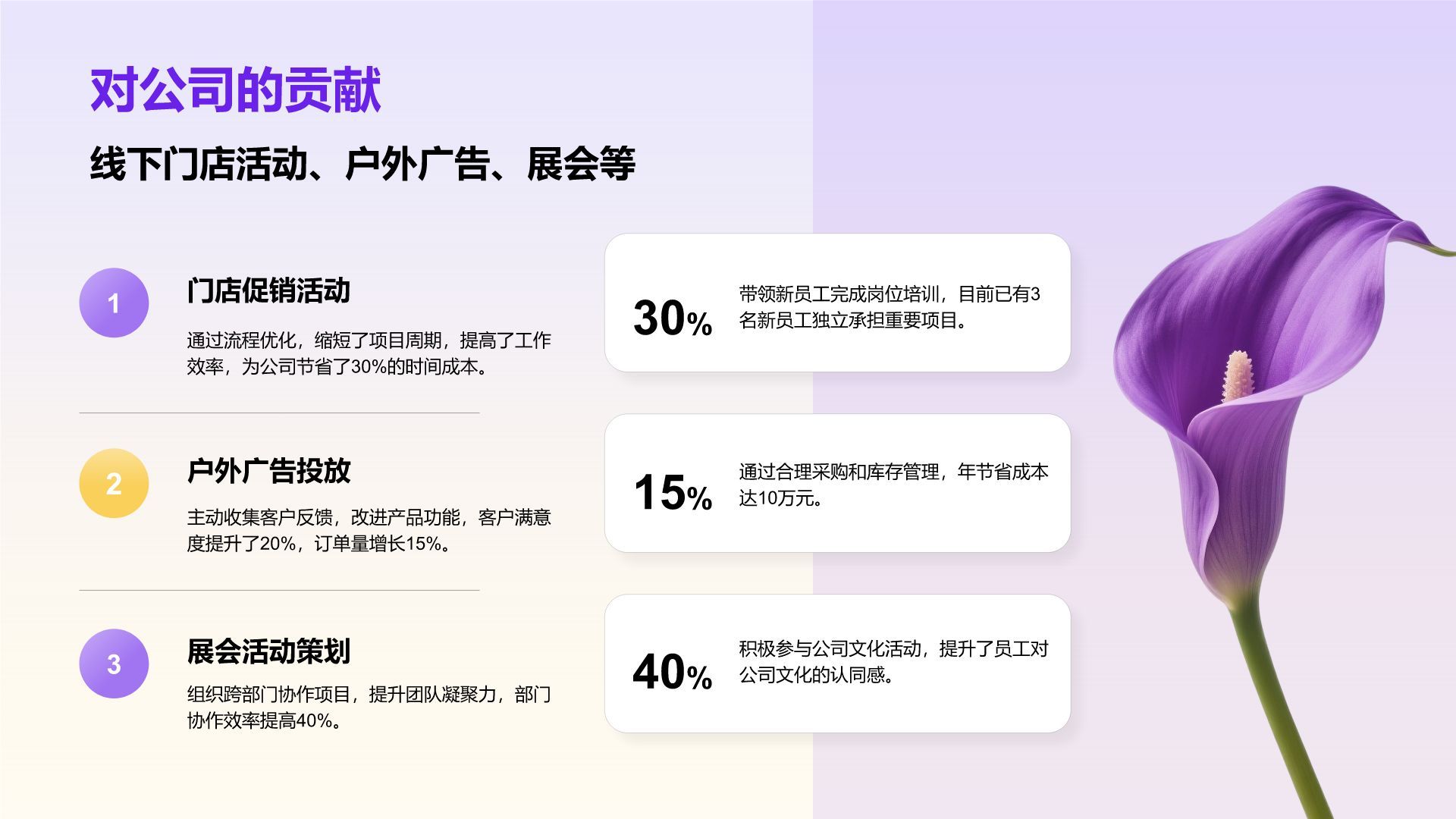 紫色小清新个人年终述职总结PPT模板