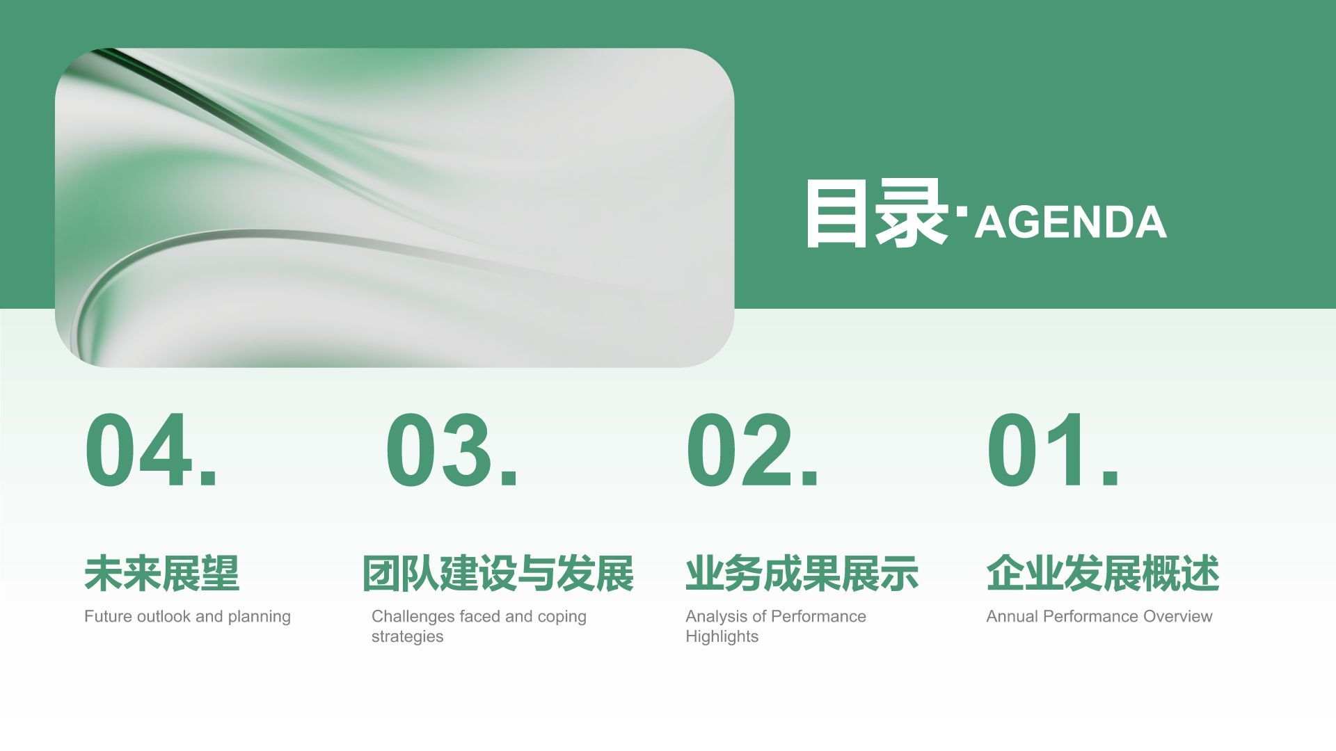 绿色简约风企业发展年度总结报告PPT模板