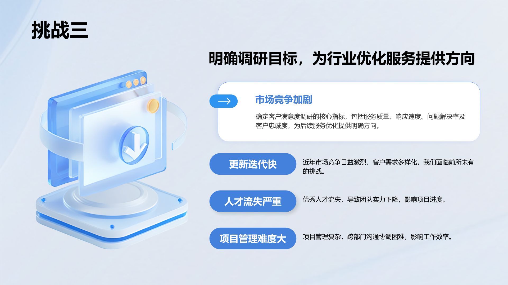 蓝色3D风2025年度工作总结PPT模板