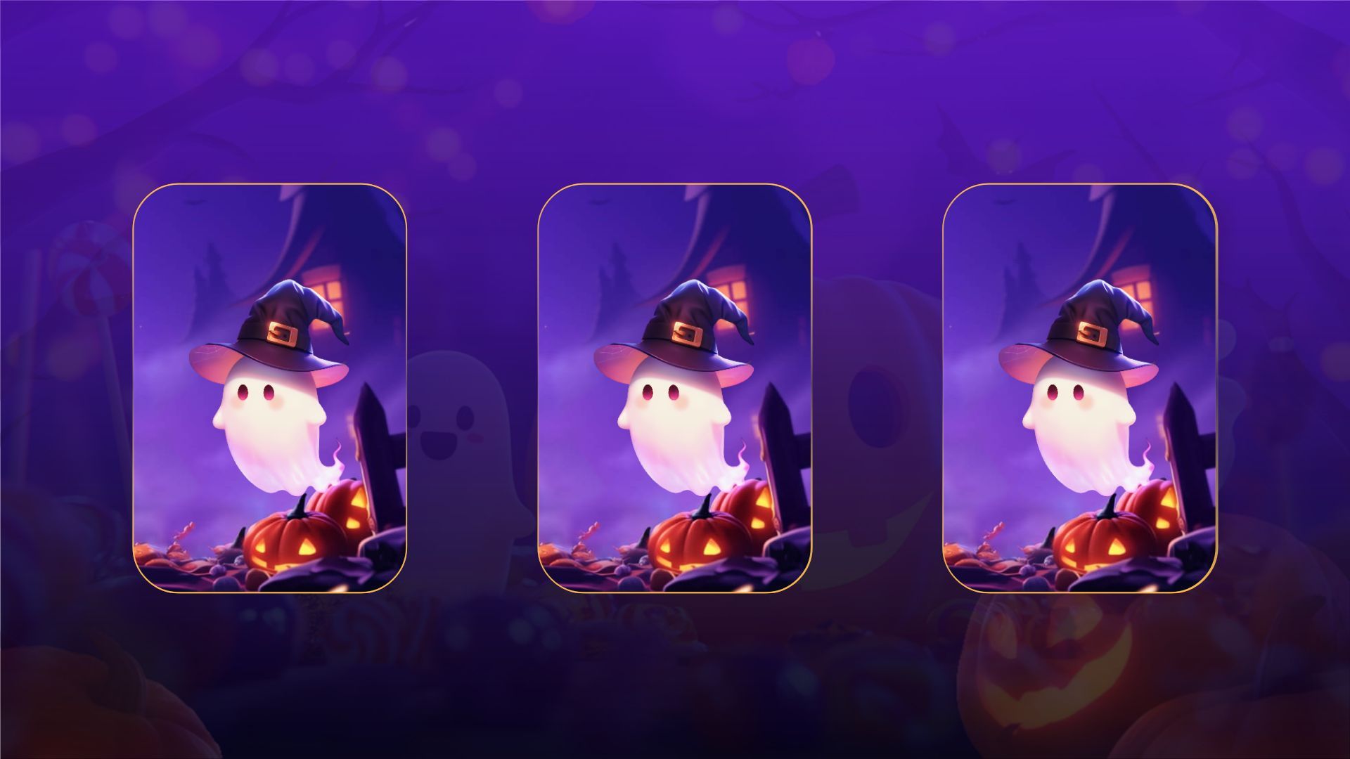 紫色手绘风万圣节英语课件小游戏PPT模板