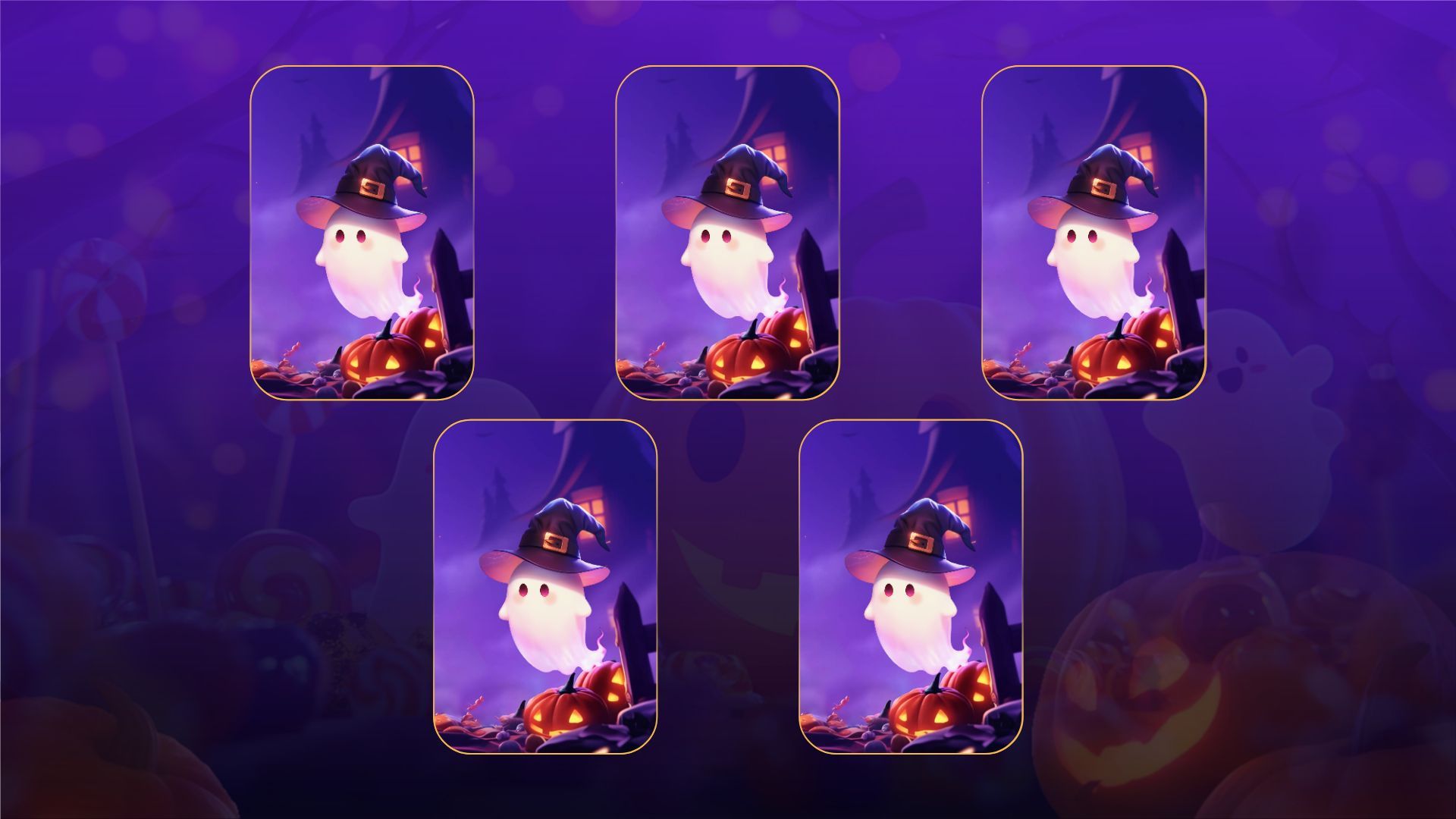 紫色手绘风万圣节英语课件小游戏PPT模板