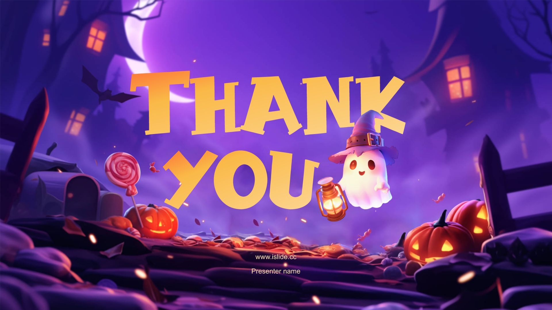 紫色手绘风万圣节英语课件小游戏PPT模板