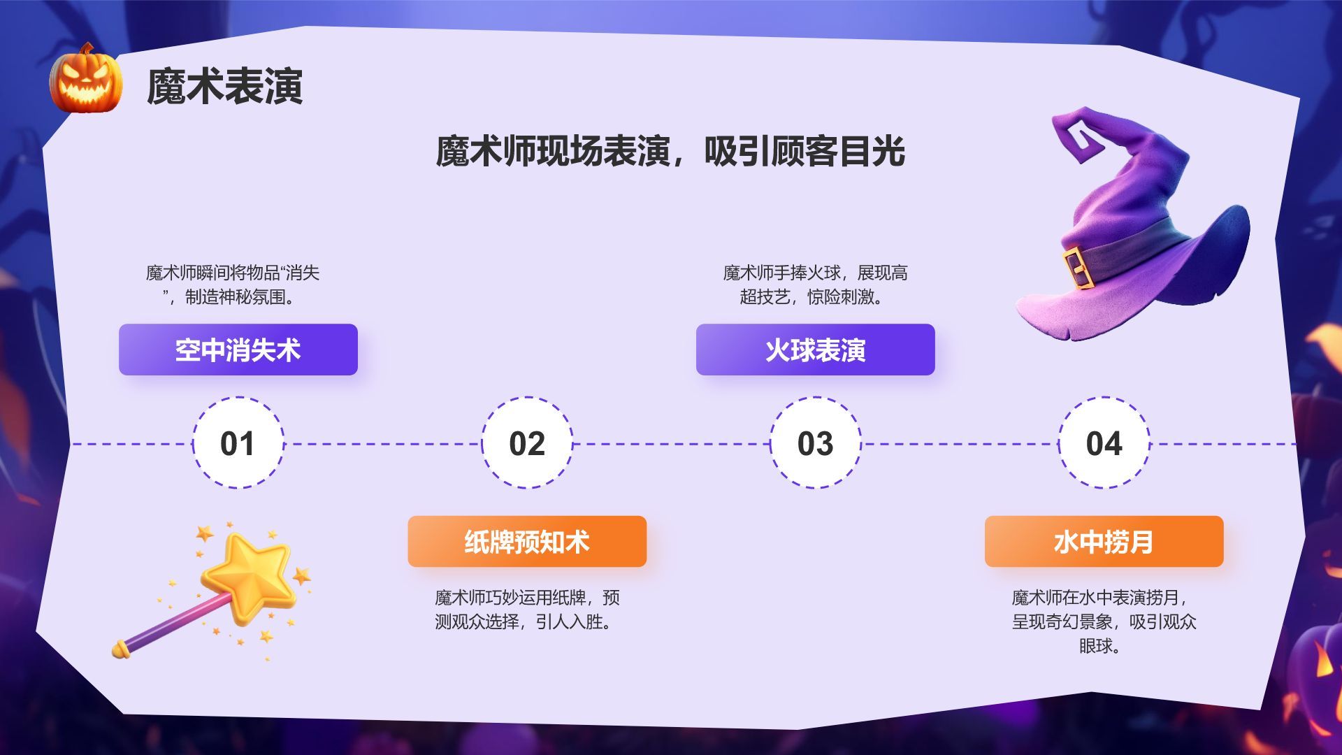 紫色插画风万圣节活动策划PPT模板
