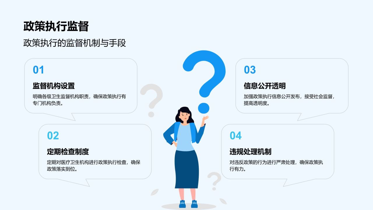 蓝色插画风医疗卫生行业政策宣讲PPT模板