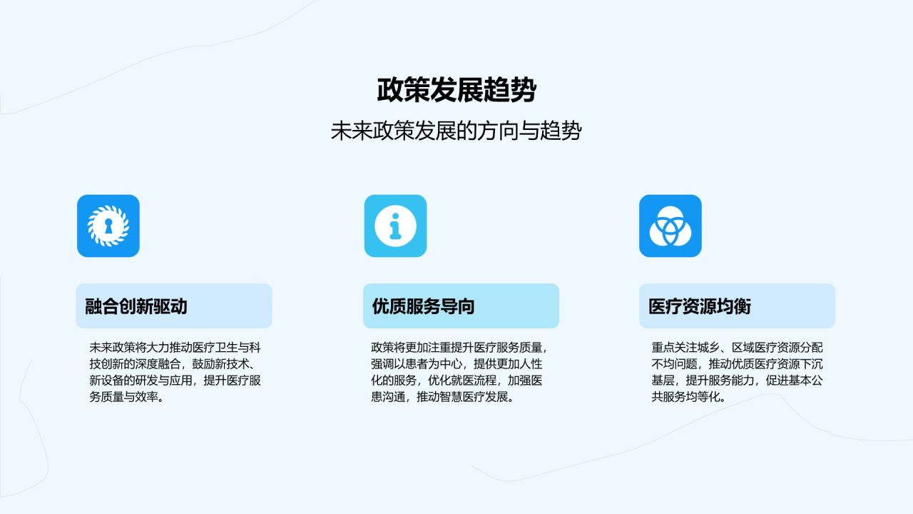 蓝色插画风医疗卫生行业政策宣讲PPT模板