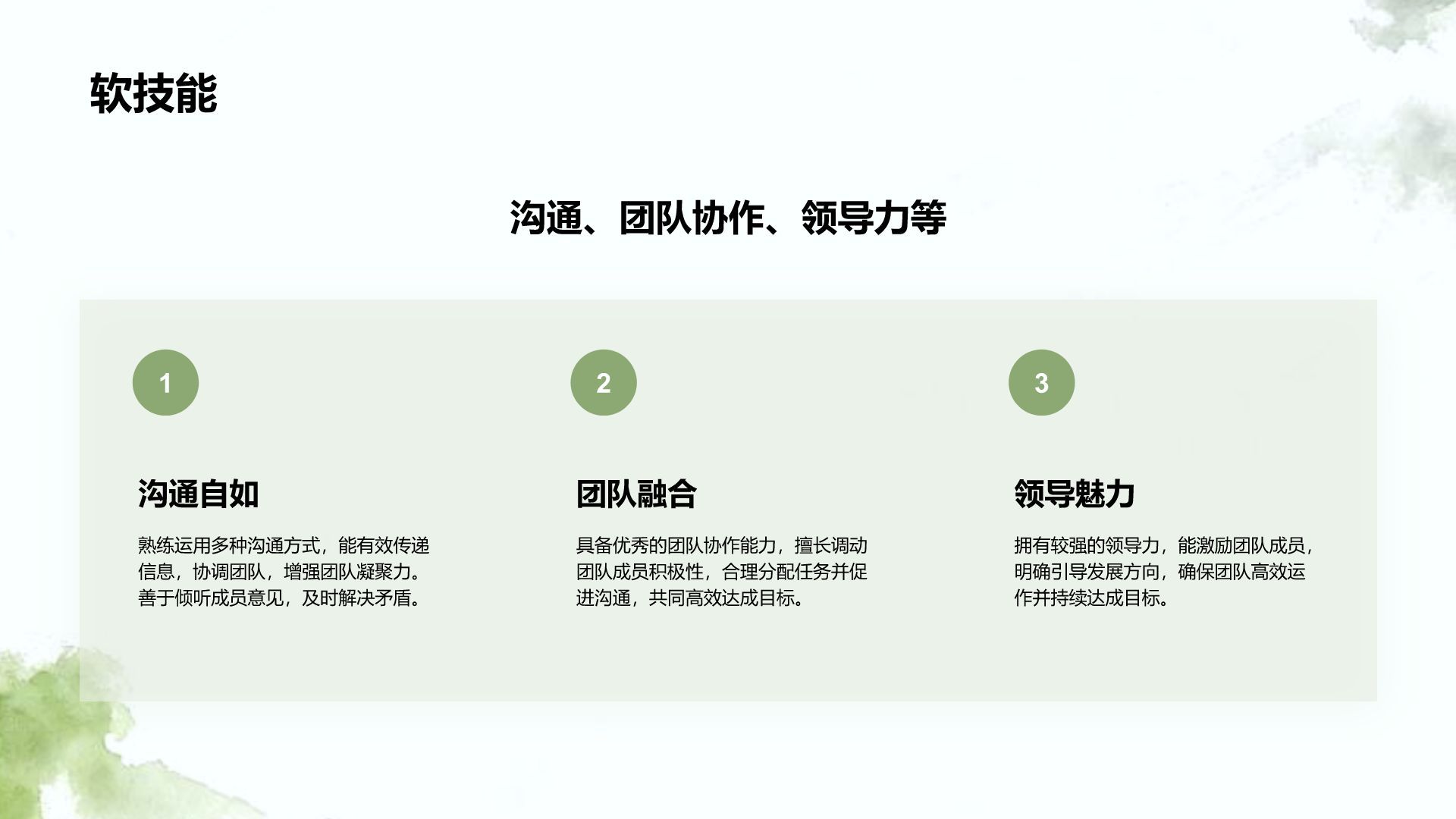 绿色水墨风职场通用自我介绍PPT模板