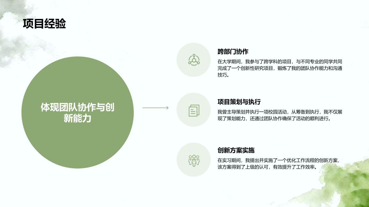 绿色水墨风职场通用自我介绍PPT模板