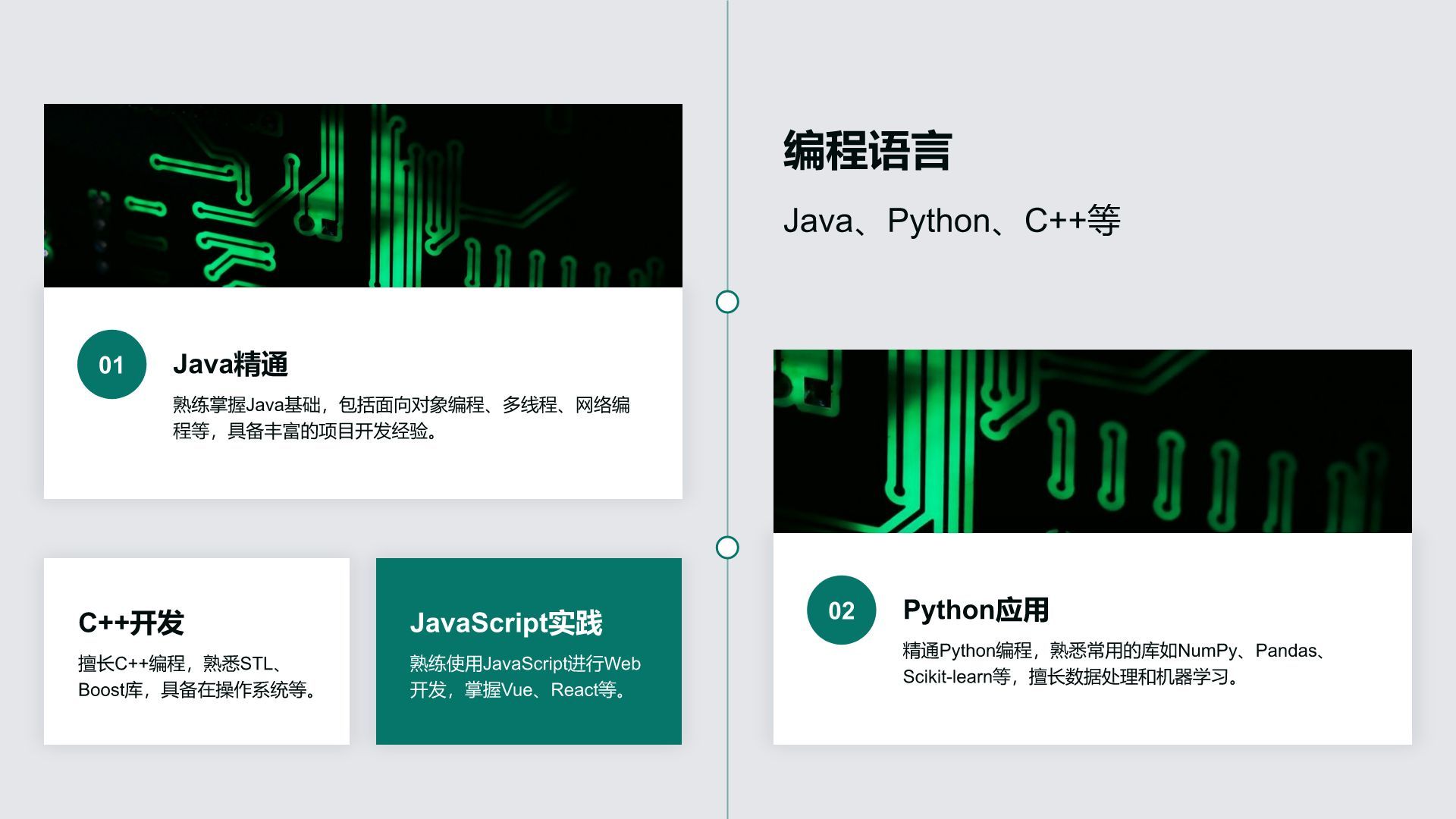绿色简约风技术研发工程师简历PPT模板