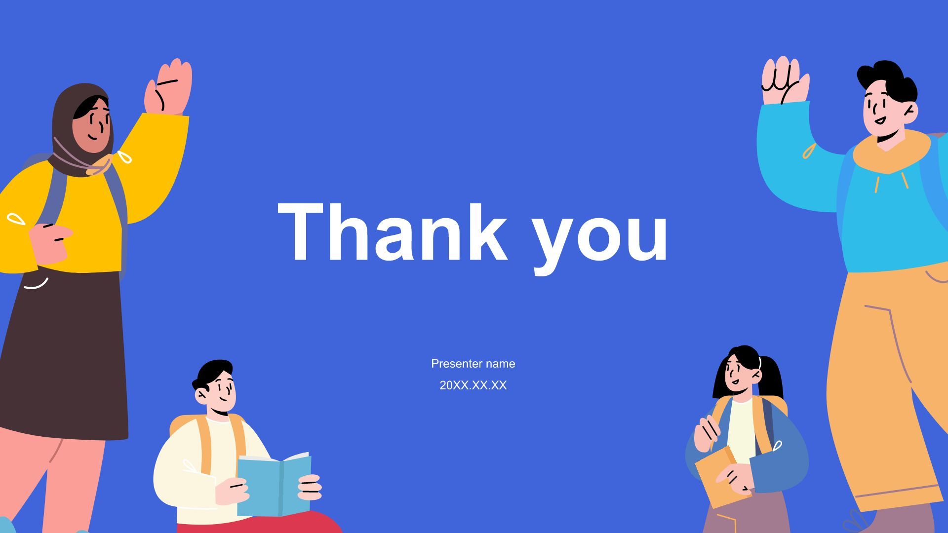 蓝色插画风校园社团竞选演讲PPT模板