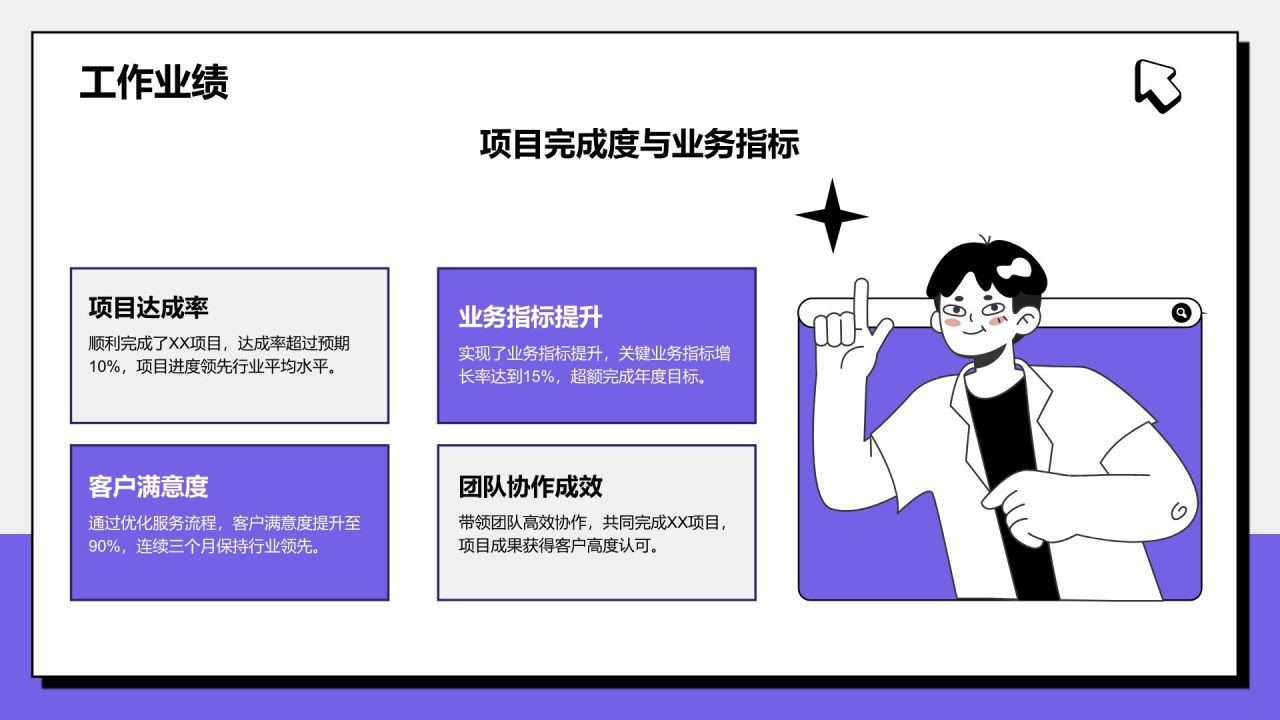 紫色插画风晋升述职与未来规划PPT模板