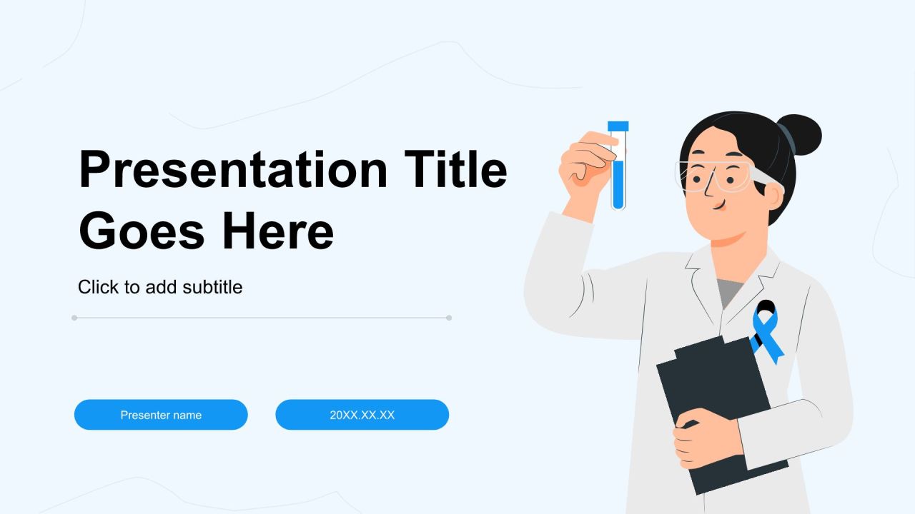 蓝色插画风医疗卫生行业政策宣讲PPT主题