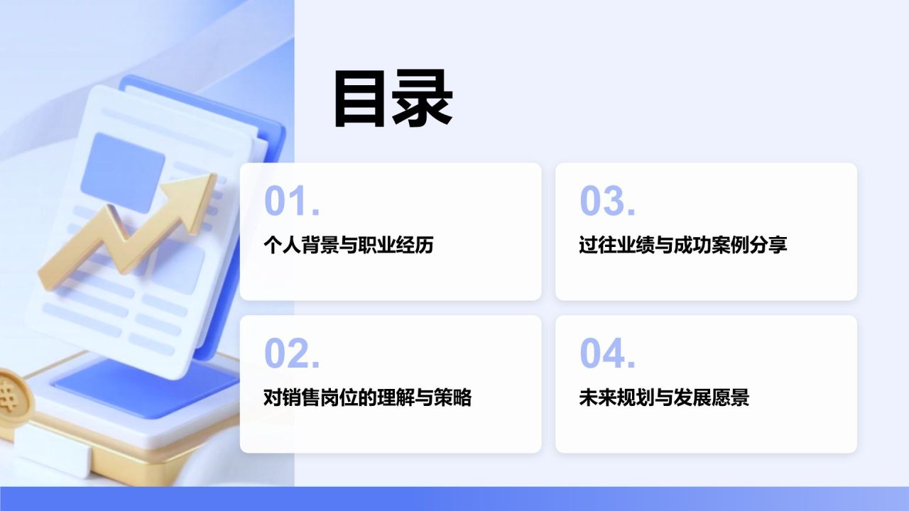 蓝色3D风销售经理岗位竞聘演讲PPT模板