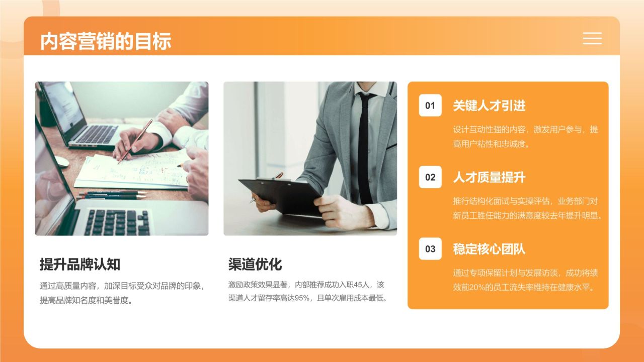 橙色3D风内容营销与传播方案PPT模板