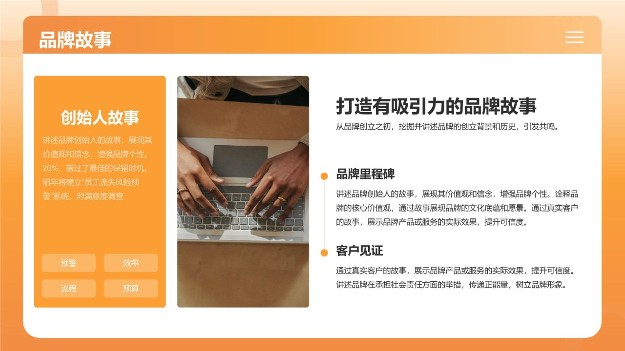 橙色3D风内容营销与传播方案PPT模板