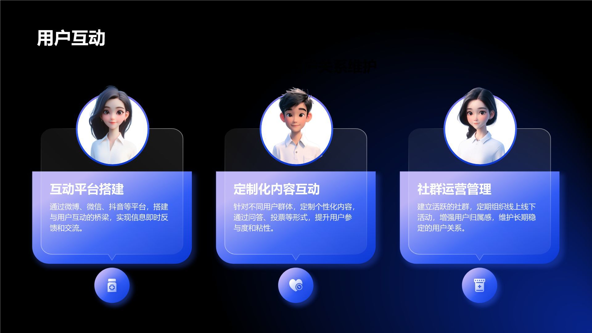 蓝色3D风新媒体运营营销策划PPT模板