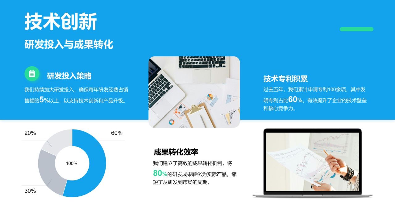 蓝色商务风企业发展成果与未来展望PPT模板