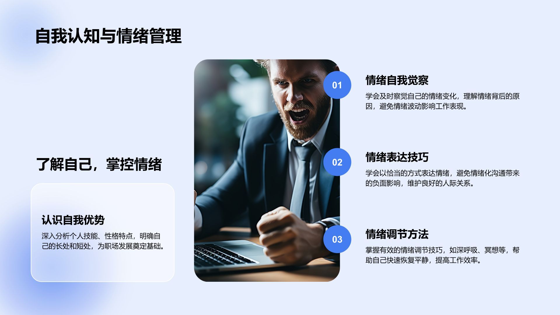 蓝色3D风职场沟通技巧培训PPT模板