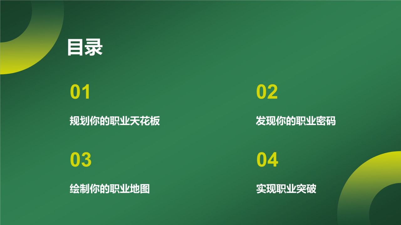 绿色简约风员工职业规划培训PPT模板