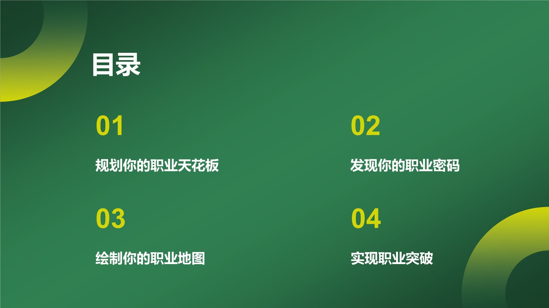 绿色简约风员工职业规划培训PPT模板