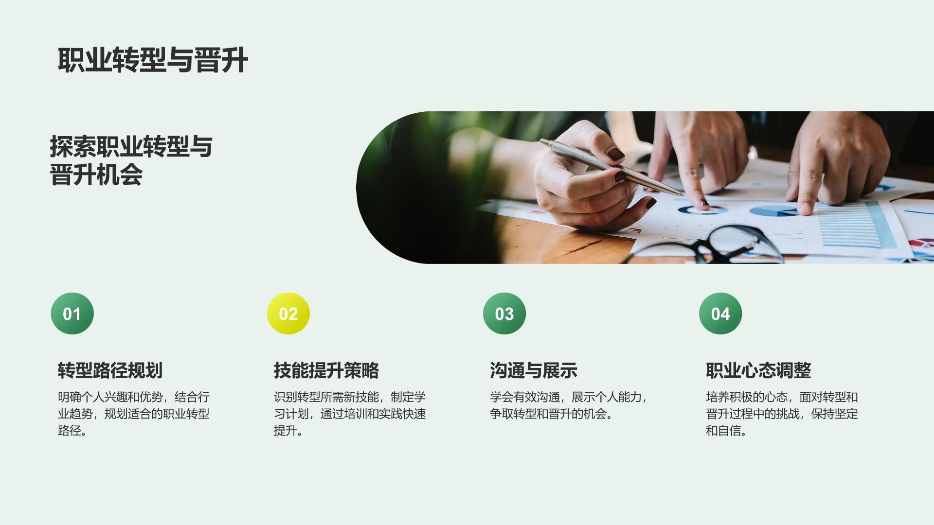 绿色简约风员工职业规划培训PPT模板