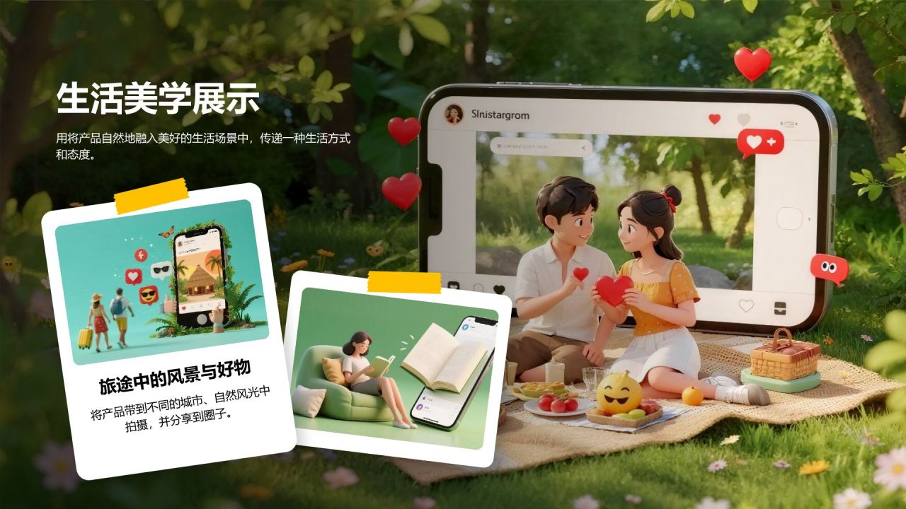 绿色3D风社交媒体营销方案PPT模板