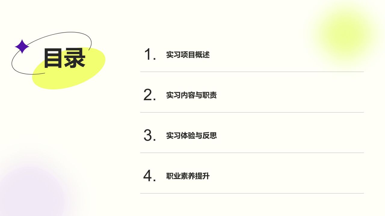 黄色渐变风暑期实习项目总结报告PPT模板
